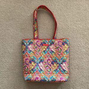 Vera Bradley Paisley Tote Bag Pink Blue Shoulder Handbag Medium Like New